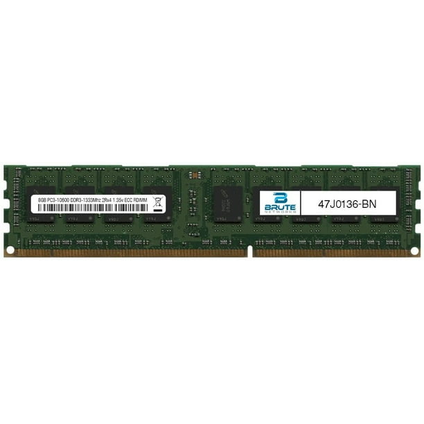 8GB PC3-10600 DDR3-1333Mhz 2Rx4 1.35v ECC Registered RDIMM Brute Networks 47J0136-BN Equivalent to OEM PN # 47J0136 8GB PC3-10600 DDR3-1333Mhz 2Rx4 1.35v ECC Registered RDIMM Brute Networks 47J0136-BN Equivalent to OEM PN # 47J0136